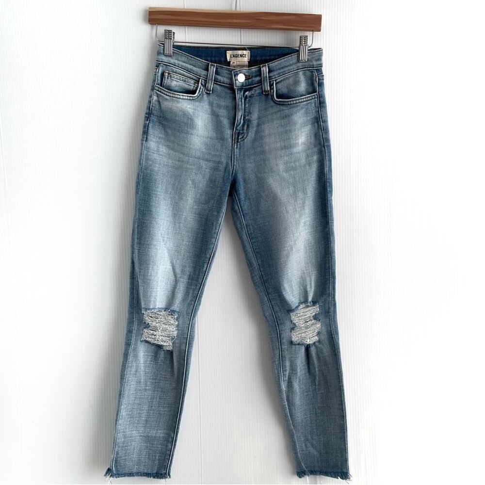 L’AGENCE skinny distressed crop length jeans size 24